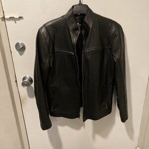 Like new Mens cafe racer black leather jacket sz M